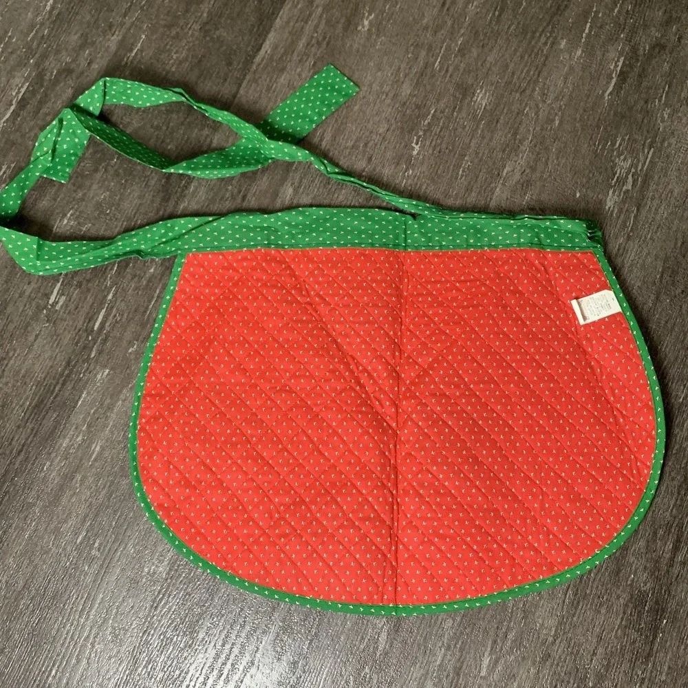 Vintage Kitchen Works Quilted Patchwork Christmas‎ Half Apron w Tie Back